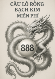 Hình ảnh rồng bạch kim mạnh mẽ uốn lượn quanh bi lô số 888 với tiêu đề "Cầu lô Rồng Bạch Kim 888 miễn phí".