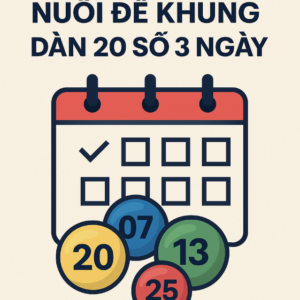 Lịch 3 ngày với các con số 20, 07, 13, 25 tượng trưng cho phương pháp nuôi đề khung dàn 20 số 3 ngày.