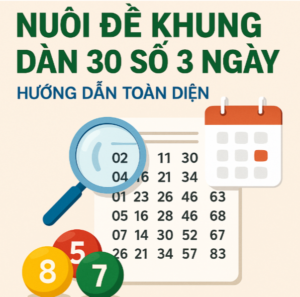 Chiến lược nuôi đề khung dàn 30 số 3 ngày với phân nhóm thông minh, minh họa xác suất trúng và bảng kết quả thực tế