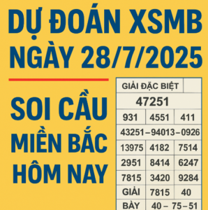 Ảnh dự đoán XSMB ngày 28/7/2025 với bảng kết quả xổ số miền Bắc và tiêu đề soi cầu hôm nay.