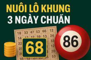 Hình ảnh minh họa chiến lược nuôi lô khung 3 ngày chuẩn với số 68 – 86, vé số và đồng xu vàng may mắn