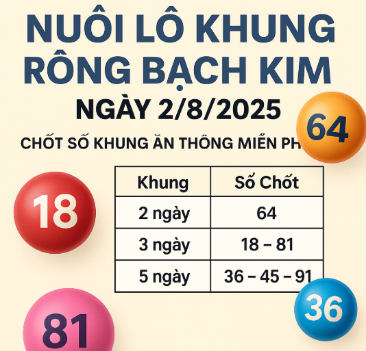 Nuôi Lô Khung Rồng Bạch Kim Ngày 2/8/2025 – Chốt Số Khung Miễn Phí
