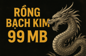 Hình ảnh Rồng Bạch Kim 99 MB – biểu tượng soi cầu miền Bắc chuẩn xác 2025 với rồng bạc uy nghi và chữ vàng nổi bật.