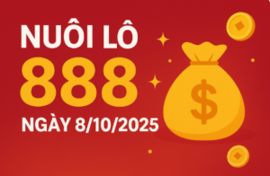 Nuôi lô 888 ngày 8/10/2025 – Hình ảnh may mắn màu đỏ vàng biểu tượng tài lộc và con số phát 888