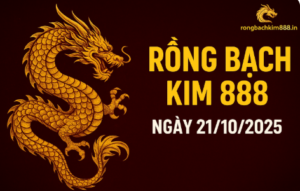 Rồng Bạch Kim 888 ngày 21/10/2025 – hình nền rồng vàng phong cách cao cấp, nền đỏ đen sang trọng, logo rongbachkim888.in.