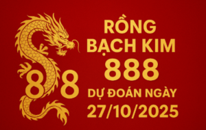 Rồng Bạch Kim 888 ngày 27/10/2025 – hình ảnh biểu tượng rồng vàng uốn quanh số 888 trên nền đỏ, đại diện cho may mắn và dự đoán xổ số miền Bắc hôm nay.
